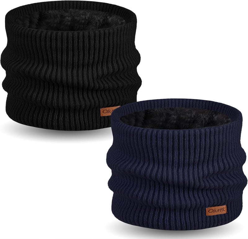 Oliumt Kids Neck Warmer Winter Neck Gaiters Knitted Infinity Scarf for Boys Girls Fleece Lined Ski Mask for Cold Weather - Image 1